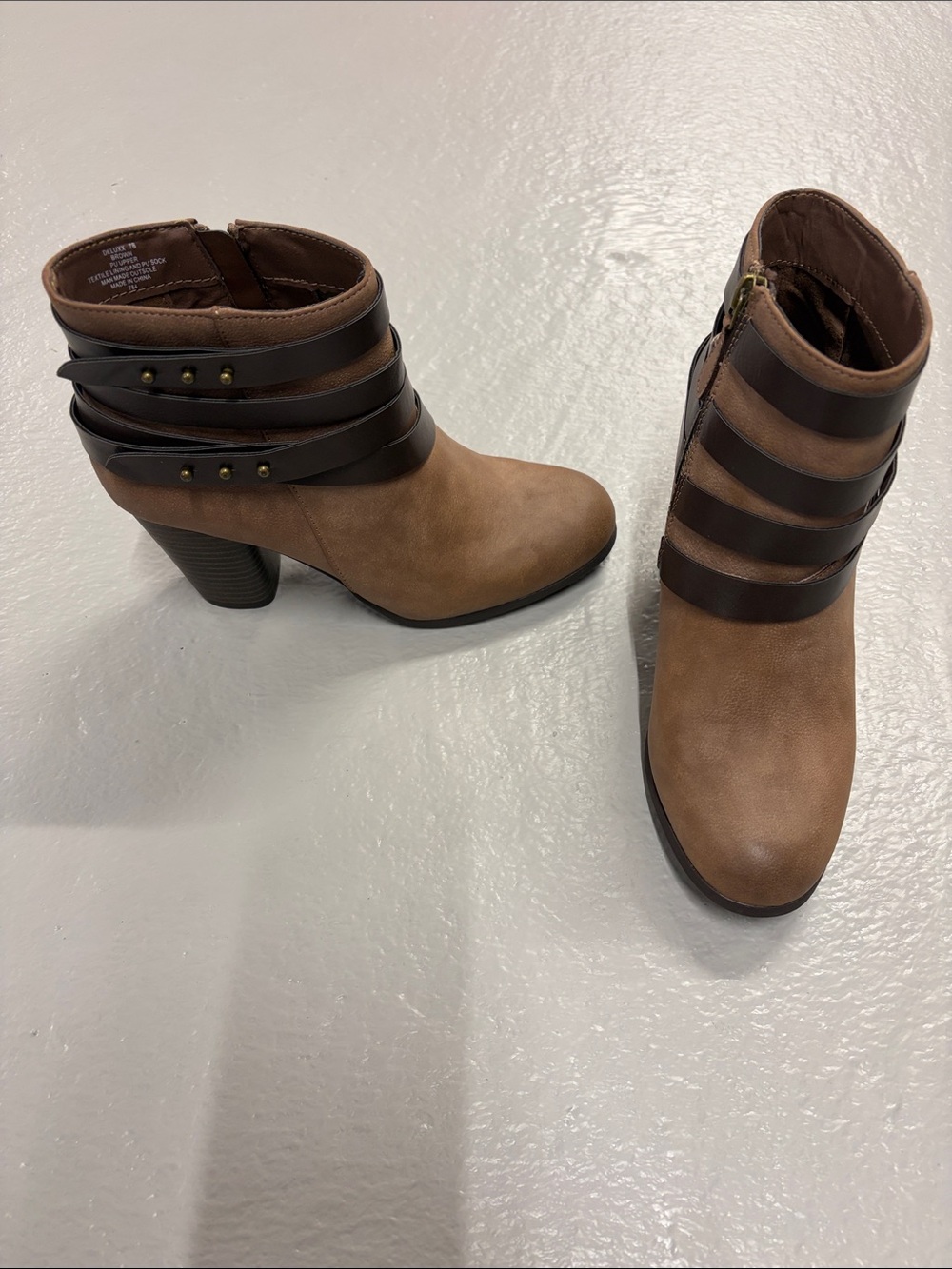 New Madden Girl Brown Ankle Booties with Dark Brown Straps